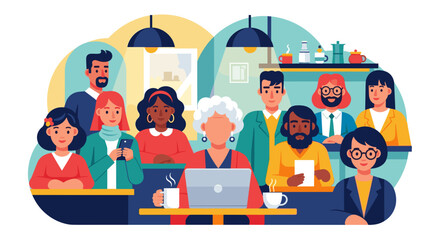 Diverse team of professionals collaborating on a project in a modern, vibrant co-working space, ideal for presentations, websites, and marketing materials.