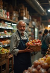 senior man in supermarket
