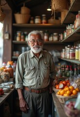 senior man in supermarket
