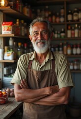senior man working in a kitchen