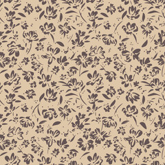Hand drawn two tone flowers pattern seamless