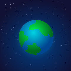 Minimal glowing Earth icon on space background — simplified vector illustration
