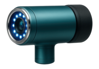 Underwater tracking camera with a sealed cylindrical body and LED lights for deep-sea exploration