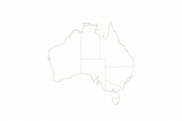Fototapeta premium Simple Australia map, states outlined, white background, travel brochure