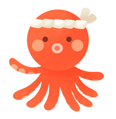 ねじりはちまきをしたタコのイラスト  © ななか