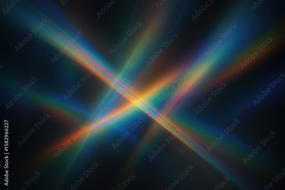 Aufkleber dynamic prism light streaks on a dark background, creating an abstract and vibrant isolated illustra