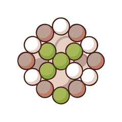 Abstract arrangement of colorful circles in a clustered pattern against a black background