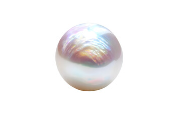 Iridescent Pearl on Black Reflecting Light, Isolated Background, For Jewelry Design