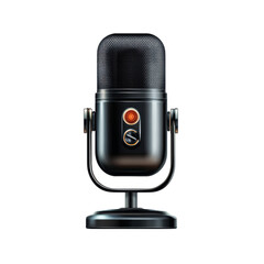 Black Studio Microphone with Light and Base for Recording Sound