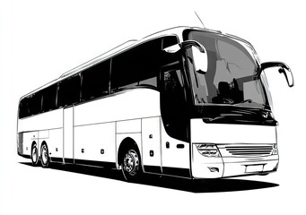 White tour bus, side view