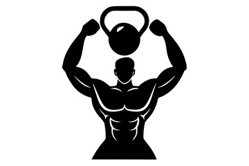 Muscular Man Lifting Kettlebell Silhouette