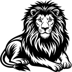 Black and White Lion Vector Art