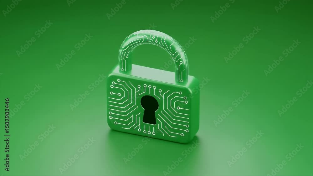 Poster digital lock with circuit pattern in green