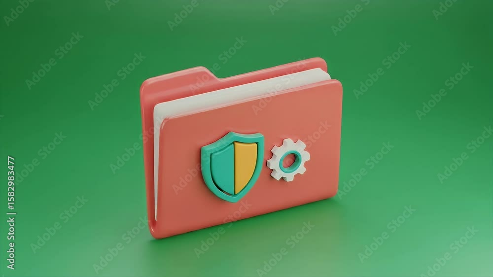 Poster digital security concept with folder and shield icons