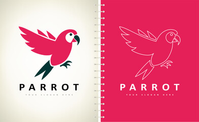 Parrot bird logo. Tropical bird. Wild animal