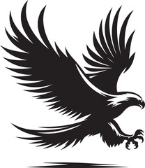Obraz premium Flying eagle vector silhouette illustration with spread wings, a perfect design for a powerful bird tattoo