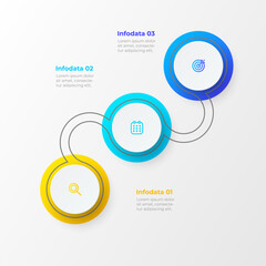 Infographic business process with 3 steps. Modern flat design infographic template with marketing icons. Vector illustration.