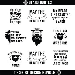 Eight sets Beard T shirt design bundle. Design for Men t shirt, typography, print, gift card, mug design.  Gift for boys or male. POD. 