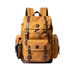 Stylish Canvas and Leather Backpack for Adventurous Travel, Vintage Style Backpack with Brown Leather Details and an Organized Design