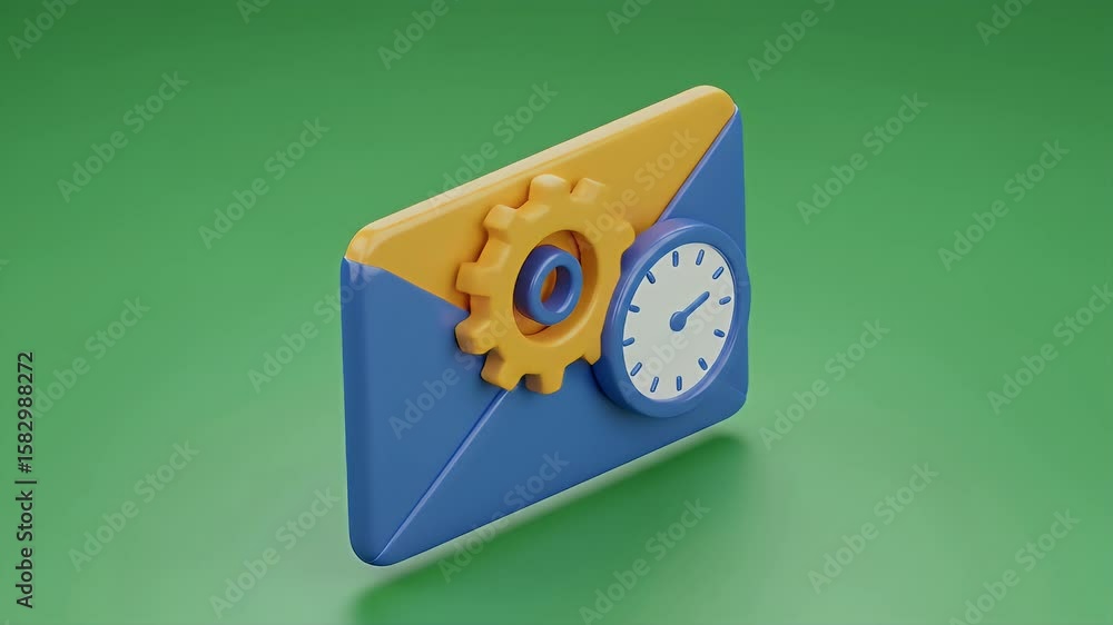 Poster time-lapse of email app with settings gear and clock