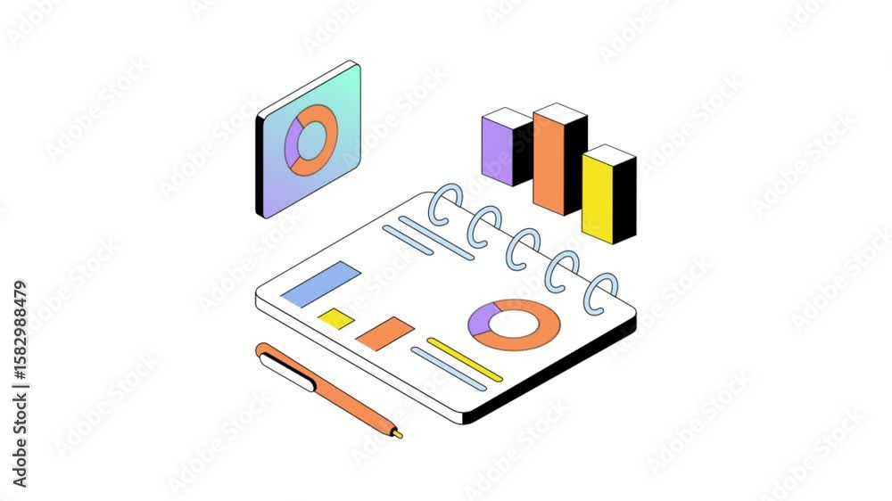 Poster data analytics isometric animation mp4