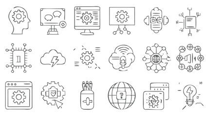 Technology and Innovation Icons gears computer