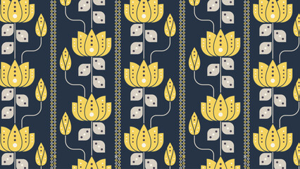Floral Arrangement with Yellow Flowers and Gray Leaves on a Dark Blue Backdrop