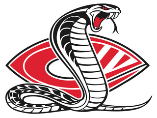 Fototapeta premium Aggressive Cobra Emblem Design in Monochrome Style