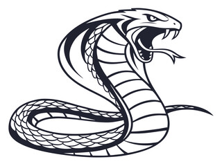 Fototapeta premium Aggressive Cobra Emblem Design in Monochrome Style