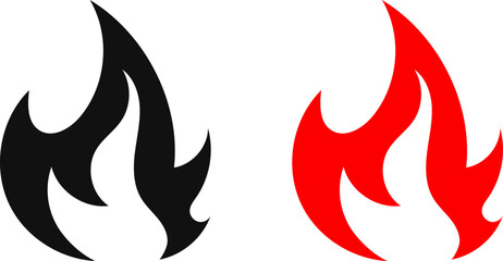 Fire icon. Simple flame symbol collection. Fire red, flames shapes, bonfire, fire logo design vector illustration