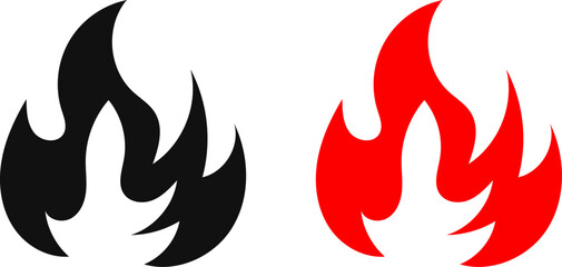 Naklejka premium Fire icon. Simple flame symbol collection. Fire red, flames shapes, bonfire, fire logo design vector illustration