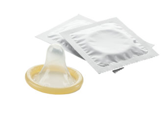 Condoms with Packaging Isolated on Transparent Background