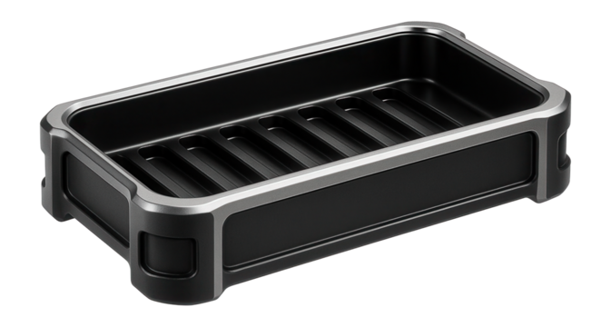 Stackable bit tray with interlocking sides for a modular tool storage solution.