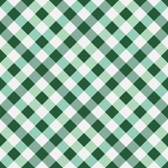 Green and white gingham pattern background.