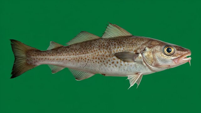 Atlantic Cod: A detailed and striking image of a sleek Atlantic cod, displaying its unique features. Against a vivid background, this close-up shot captures the essence of marine life.