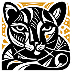 dusky panther vector silhouette artwork in black and gold