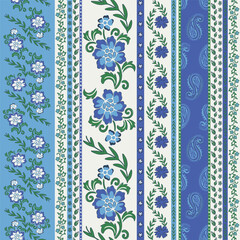 paisley striped and Indian flower motifs