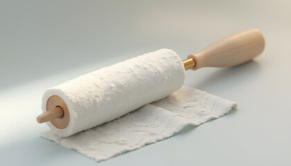 Fototapeta premium Rolled Clean White Towel Fabric: A neatly rolled white towel or thick fabric, showcasing its soft, clean texture.