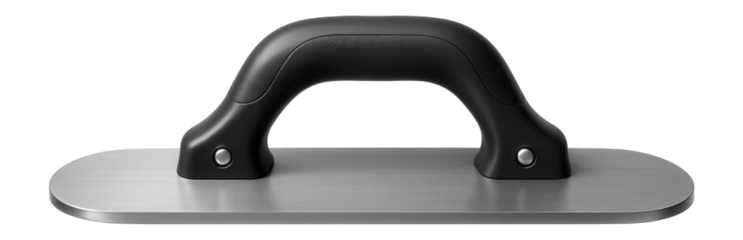 Concrete float with a magnesium blade for finishing and smoothing sidewalk surfaces.