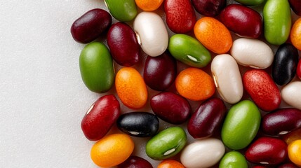 Colorful Beans Collection: A Vibrant Display of Kidney, Pinto, and Other Bean Varieties