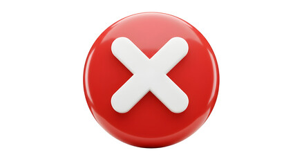 Round red X button symbol representing cancel error or close function