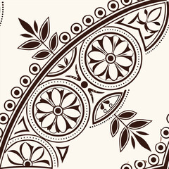 Elegant corner design with floral and geometric elements in a timeless brown color scheme