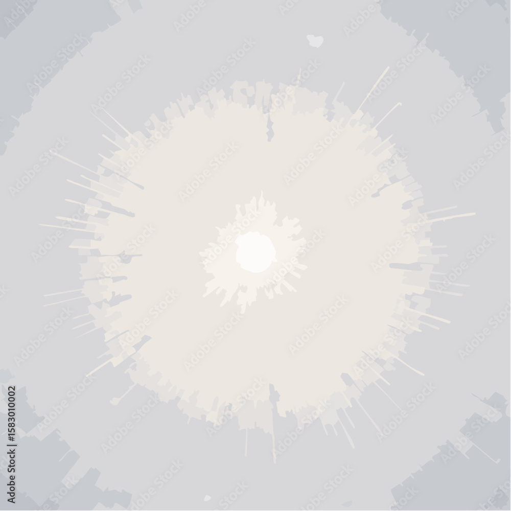 Poster abstract light radiating outward from a central point, creating a circular pattern on a light gray b
