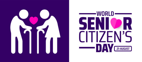 Senior Citizen’s Day background, banner or poster design template. observed every year in August. Holiday concept. Use to any Template, card, poster, placard, template.