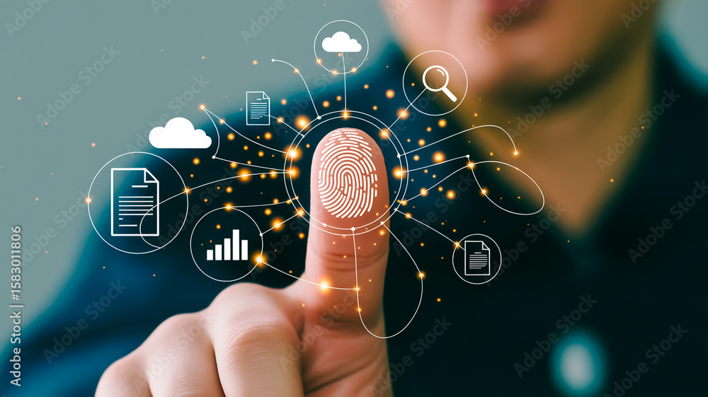 Poster fingerprint scan with digital network technology