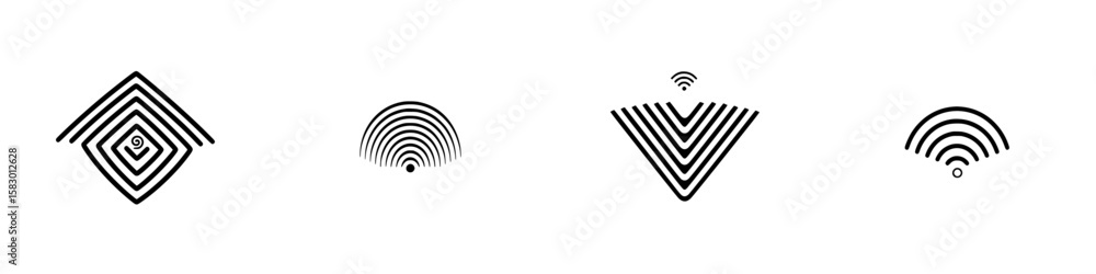 Poster unique black icon designs featuring geometric patterns and curves showcasing innovative modern art s