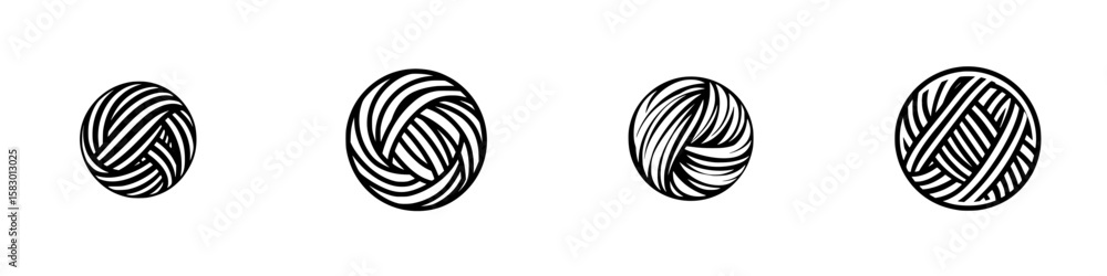 Poster variety of black icons representing circular patterns with intricate line designs in a minimalistic 