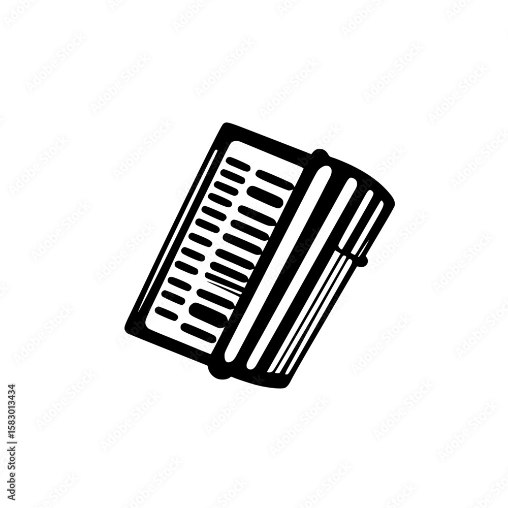 Poster black icon representing an accordion in a simple and modern design suitable for various digital appl