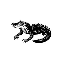 Naklejka premium Black icon of an alligator graphic showing its detailed design and distinct features for creative projects or branding use