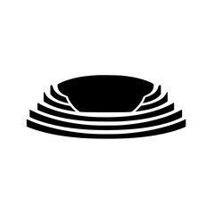Modern black icon representing an amphitheater design with layered seating
